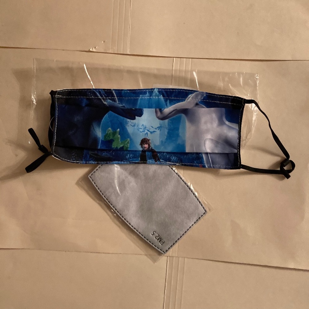 How to Train Your Dragon Face Mask w/Filter & Adjustable Straps New